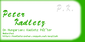 peter kadletz business card